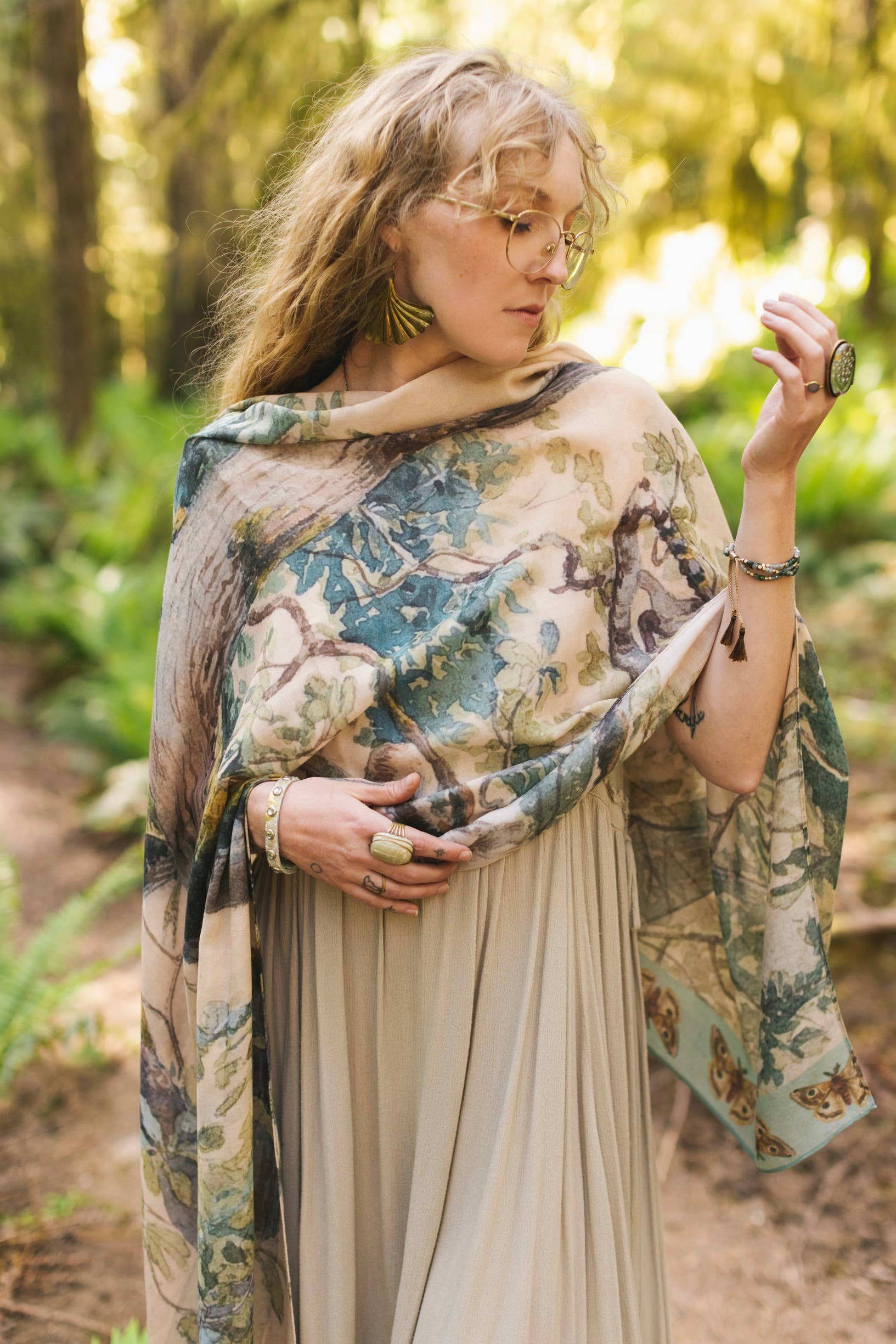 Earth & Sky Scarf with Tree Print