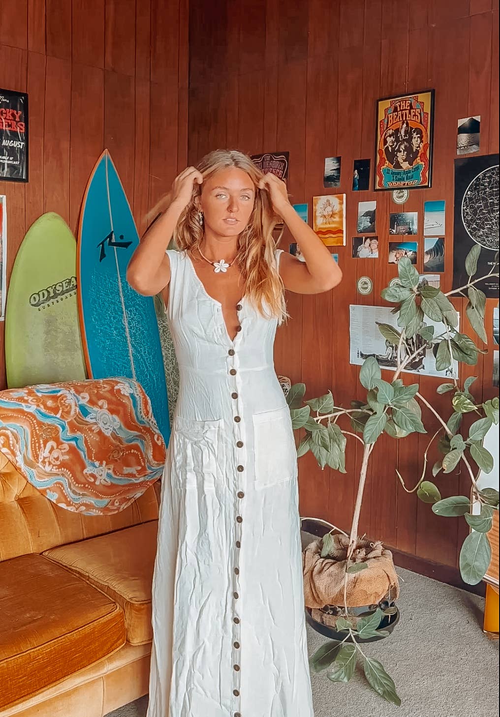 Bohemian Style Bamboo Cotton Button Down Dress, Duster
